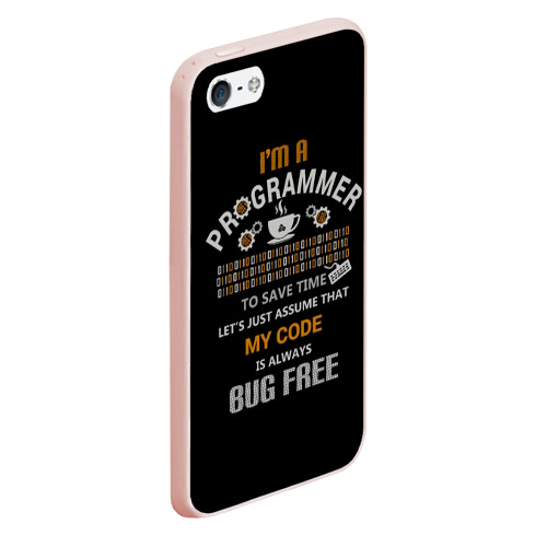 Чехол для iPhone 5/5S матовый I'm a Programmer, цвет светло-розовый - фото 3