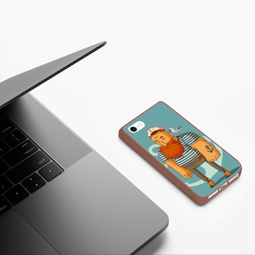 Чехол для iPhone 5/5S матовый Старый добрый моряк, цвет коричневый - фото 5