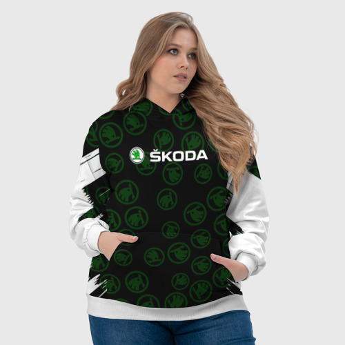 Женская толстовка 3D Skoda паттерн логотипов, цвет 3D печать - фото 6