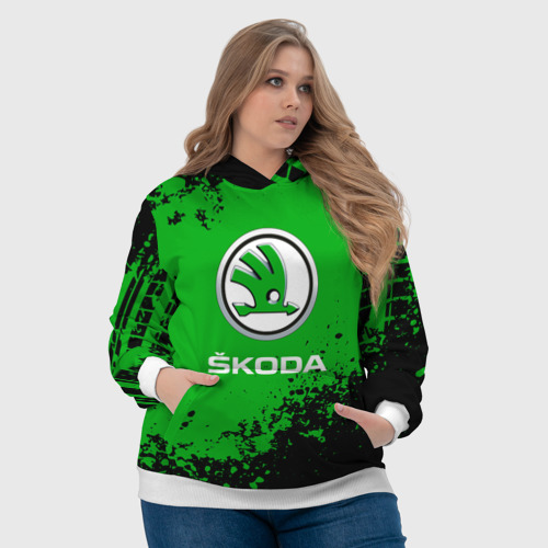 Женская толстовка 3D Skoda следы от шин, цвет 3D печать - фото 6