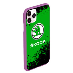 Чехол для iPhone 11 Pro Max матовый Skoda следы от шин - фото 2