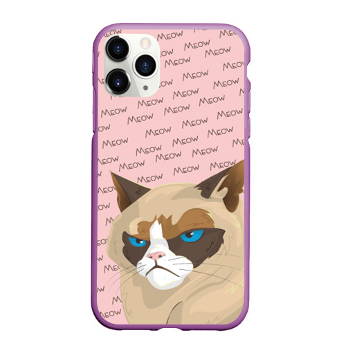 Чехол для iPhone 11 Pro матовый с принтом Angry Cat (Злой кот), вид спереди #2