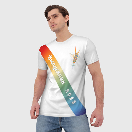 Мужская футболка 3D Выпускник (радуга), цвет 3D печать - фото 3