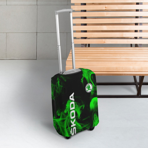 Чехол для чемодана 3D Skoda: Green Smoke, цвет 3D печать - фото 3