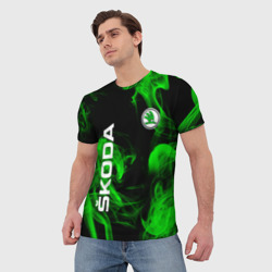 Мужская футболка 3D Skoda: Green Smoke - фото 2