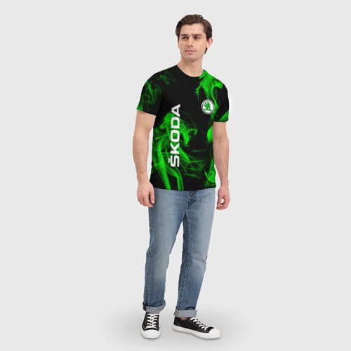 Мужская футболка 3D Skoda: Green Smoke, цвет 3D печать - фото 5
