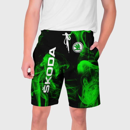Мужские шорты 3D Skoda: Green Smoke, цвет 3D печать
