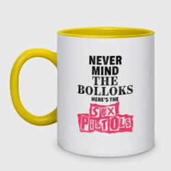 Кружка двухцветная Here's the Sex Pistols - never mind the bolloks