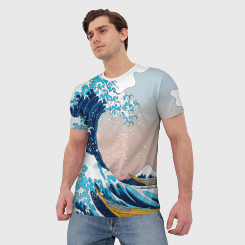Мужская футболка 3D Большая волна Хокусай, цвет 3D печать - фото 3