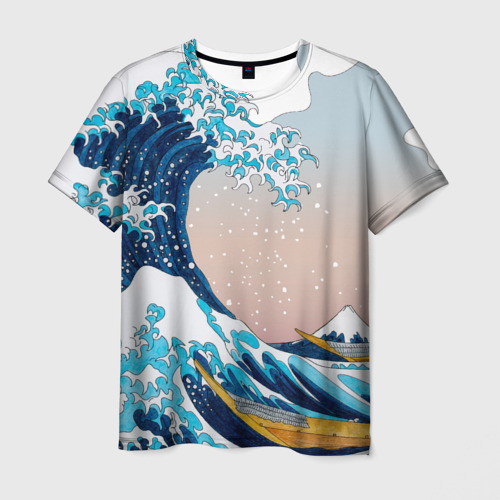 Мужская футболка 3D Большая волна Хокусай, цвет 3D печать