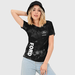 Женская футболка 3D Slim Ford, Форд, Серый фон - фото 2