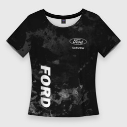Женская футболка 3D Slim Ford, Форд, Серый фон