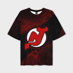 Мужская футболка oversize 3D New Jersey Devils, Нью Джерси Девилз