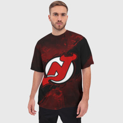 Мужская футболка oversize 3D New Jersey Devils, Нью Джерси Девилз - фото 2