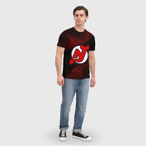 Мужская футболка 3D New Jersey Devils, Нью Джерси Девилз, цвет 3D печать - фото 5