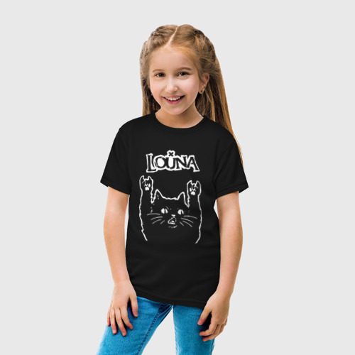 Детская футболка хлопок Louna, Луна Рок Кот, цвет черный - фото 5