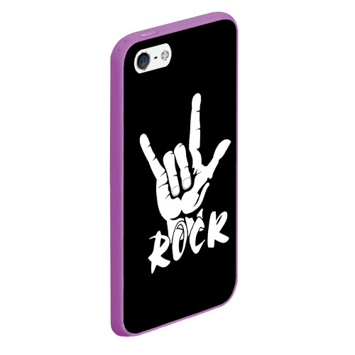 Чехол для iPhone 5/5S матовый Рок - rock, цвет фиолетовый - фото 3