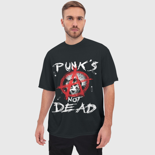 Мужская футболка oversize 3D Punk's Not Dead Анархия, цвет 3D печать - фото 3