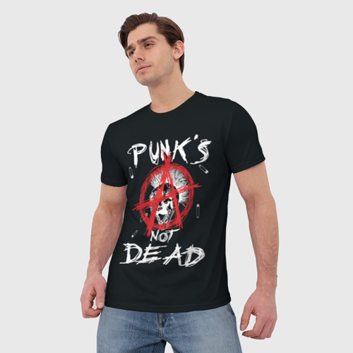 Мужская футболка 3D Punk's Not Dead (Анархия), цвет 3D печать - фото 3