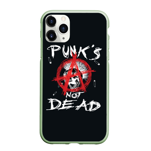 Чехол для iPhone 11 Pro матовый Punk's Not Dead Анархия, цвет салатовый