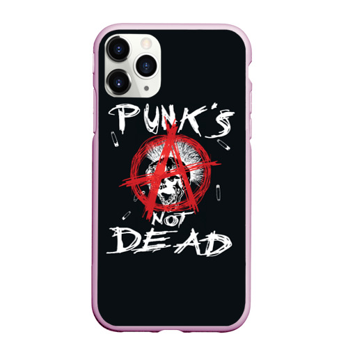 Чехол для iPhone 11 Pro Max матовый Punk's Not Dead Анархия, цвет розовый