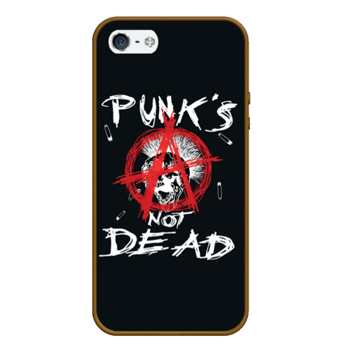 Чехол для iPhone 5/5S матовый Punk's Not Dead Анархия, цвет коричневый