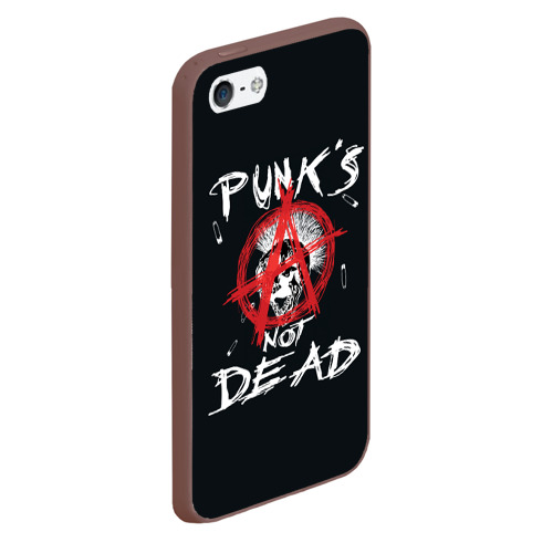 Чехол для iPhone 5/5S матовый Punk's Not Dead Анархия, цвет коричневый - фото 3