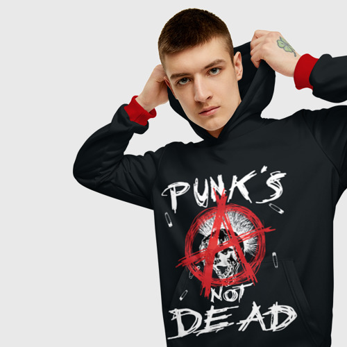 Мужская толстовка 3D Punk's Not Dead Анархия, цвет красный - фото 5