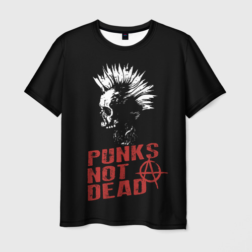 Мужская футболка с принтом Punk's Not Dead Панк, вид спереди №1