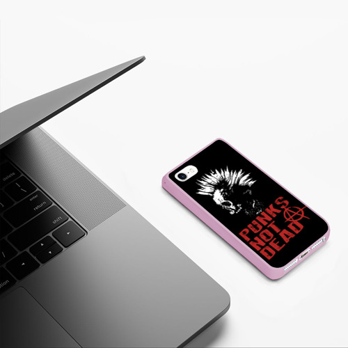 Чехол для iPhone 5/5S матовый Punk's Not Dead Панк, цвет розовый - фото 5