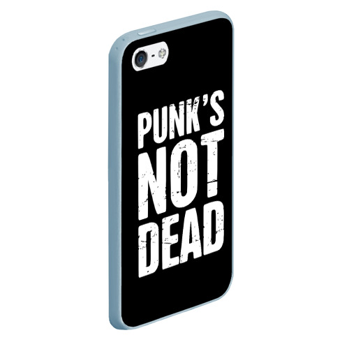 Чехол для iPhone 5/5S матовый Punk's not dead Панки Живы, цвет голубой - фото 3