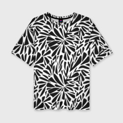 Женская футболка oversize 3D Черно белый абстрактный узор