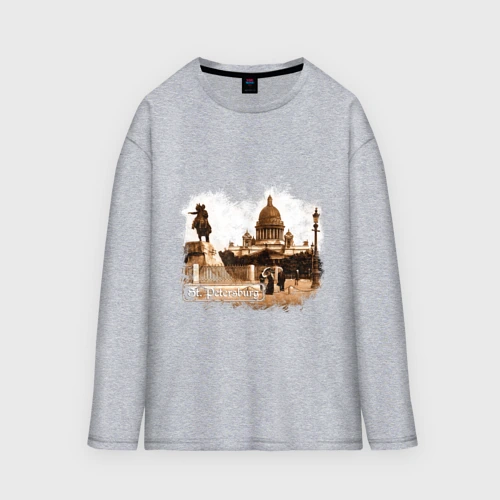 Мужской лонгслив oversize хлопок Санкт-Петербург. Ретро Питер
