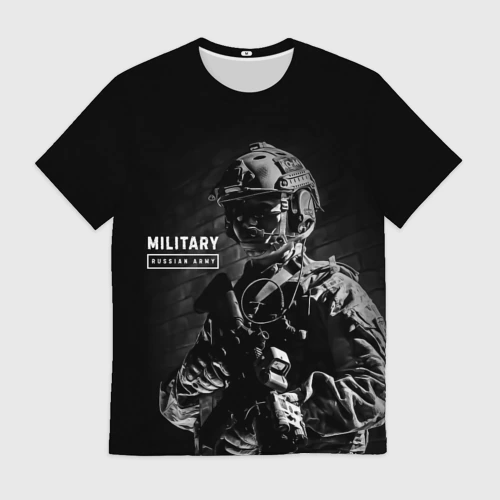 Мужская футболка 3D с принтом Military RA, вид спереди #2