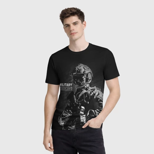 Мужская футболка 3D с принтом Military RA, фото на моделе #1