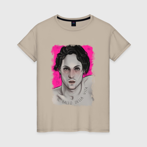 Женская футболка хлопок с принтом Горячий Дамиан, вид спереди #2