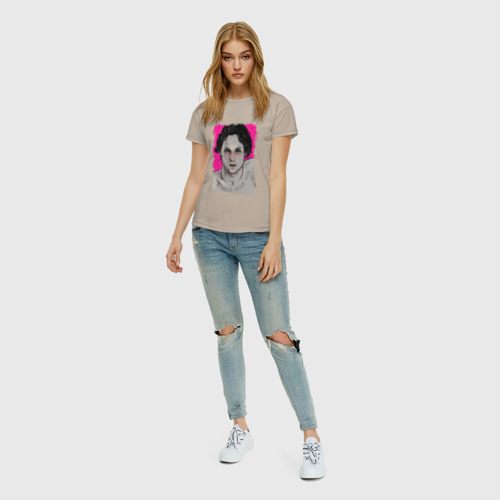 Женская футболка хлопок с принтом Горячий Дамиан, вид сбоку #3