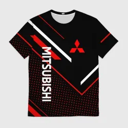 Мужская футболка 3D Митсубиси, Mitsubishi Спорт
