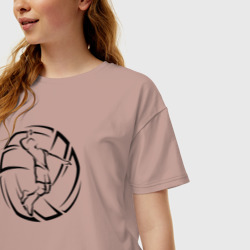 Женская футболка хлопок Oversize Волейболист волейбольный мяч - фото 2