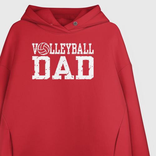Женское худи Oversize хлопок Volleyball Dad папа волейболист, цвет красный - фото 3