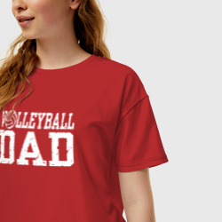 Женская футболка хлопок Oversize Volleyball Dad папа волейболист - фото 2