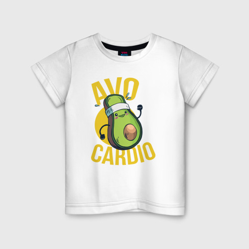 Детская футболка из хлопка с принтом Avo cardio, вид спереди №1