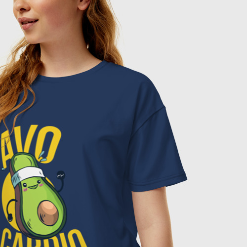 Женская футболка хлопок Oversize Avo cardio, цвет темно-синий - фото 3