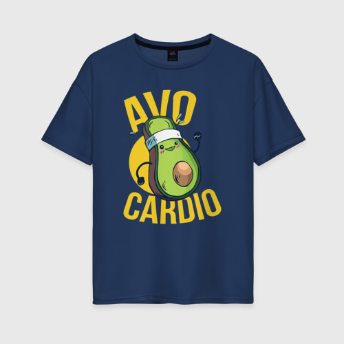 Женская футболка хлопок Oversize Avo cardio, цвет темно-синий