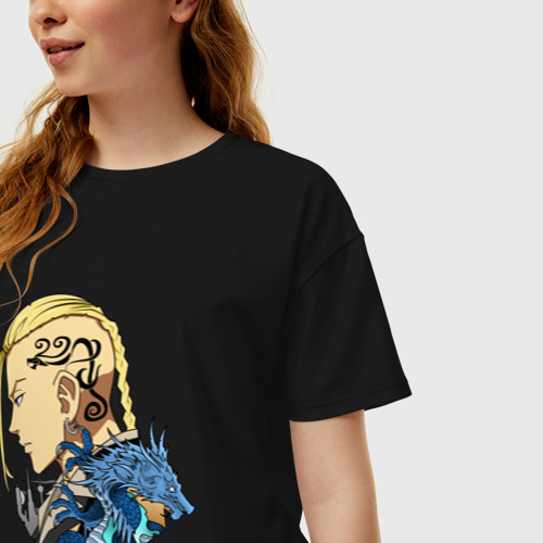 Женская футболка хлопок Oversize с принтом ДРАКЕН | ТОКИЙСКИЕ МСТИТЕЛИ | ТОСВА, фото на моделе #1