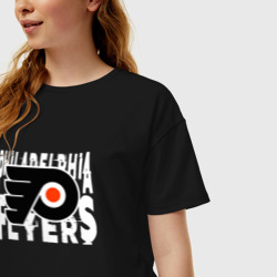 Женская футболка хлопок Oversize Филадельфия Флайерз , Philadelphia Flyers - фото 2