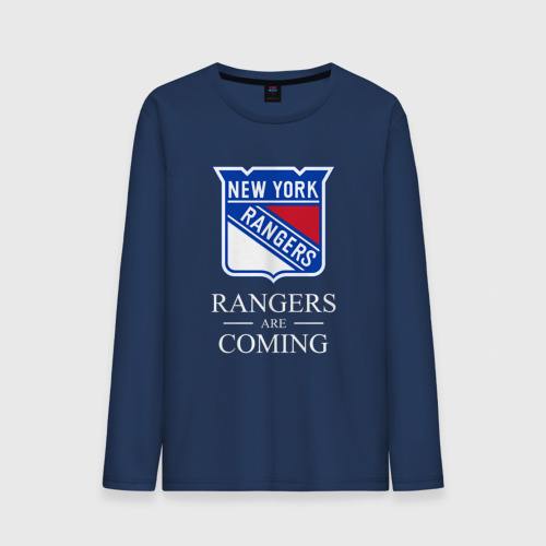 Мужской лонгслив хлопок с принтом Rangers are coming, Нью Йорк Рейнджерс, New York Rangers, вид спереди #2