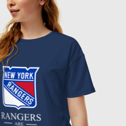 Женская футболка хлопок Oversize Rangers are coming, Нью Йорк Рейнджерс, New York Rangers - фото 2