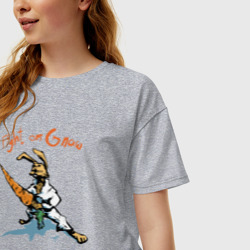 Женская футболка хлопок Oversize Сражайся или грызи - заец - фото 2