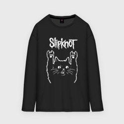 Мужской лонгслив oversize хлопок Slipknot, Слипкнот Рок кот